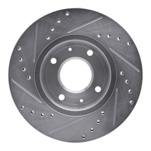 Volvo V40 Brake Rotor (1) - Front Right - R1 Concepts - Drilled & Slotted - Silver - `00-`04